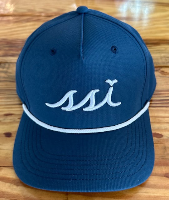 Navy Rope Hat / White Raised Logo / White Rope