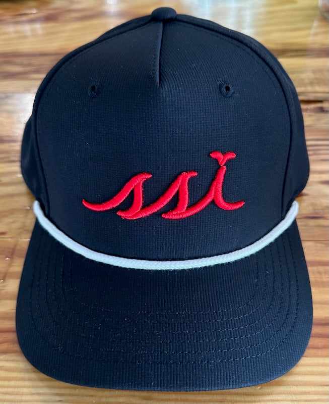 Black Rope Hat / Red Raised Logo / White Rope