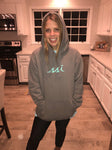 Grey with Aqua Logo Hoodie