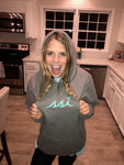 Grey with Aqua Logo Hoodie