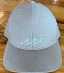 Light Gray FlexFit Hat / Light Blue Logo/ Adjustable / Cap America