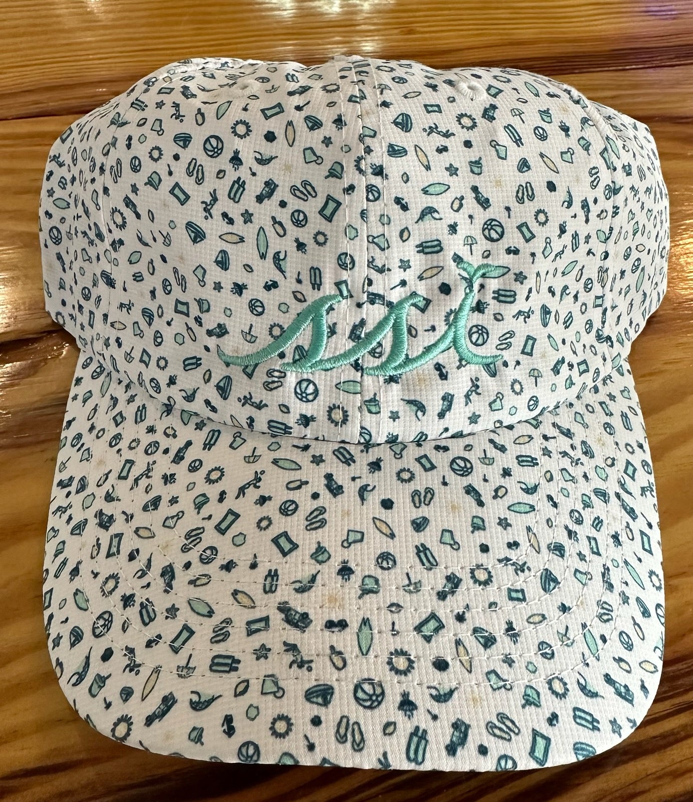 Fun Design Imperial Hat / Aqua Logo/ Surfboards, Sun, Flip Flops, Boats