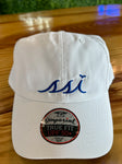 White Imperial Hat (Regular Size) Royal Blue logo