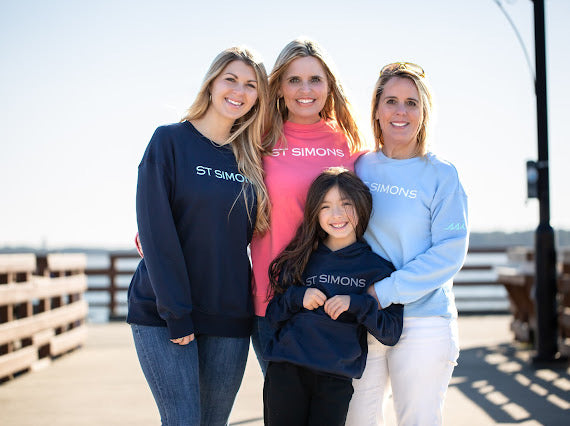 Light Blue Modal Blend Sweatshirt with White St Simons on Front and Aqua logo on Sleeve