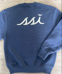 Kids Navy Sweatshirt with White St Simons on front and White Logo on Back