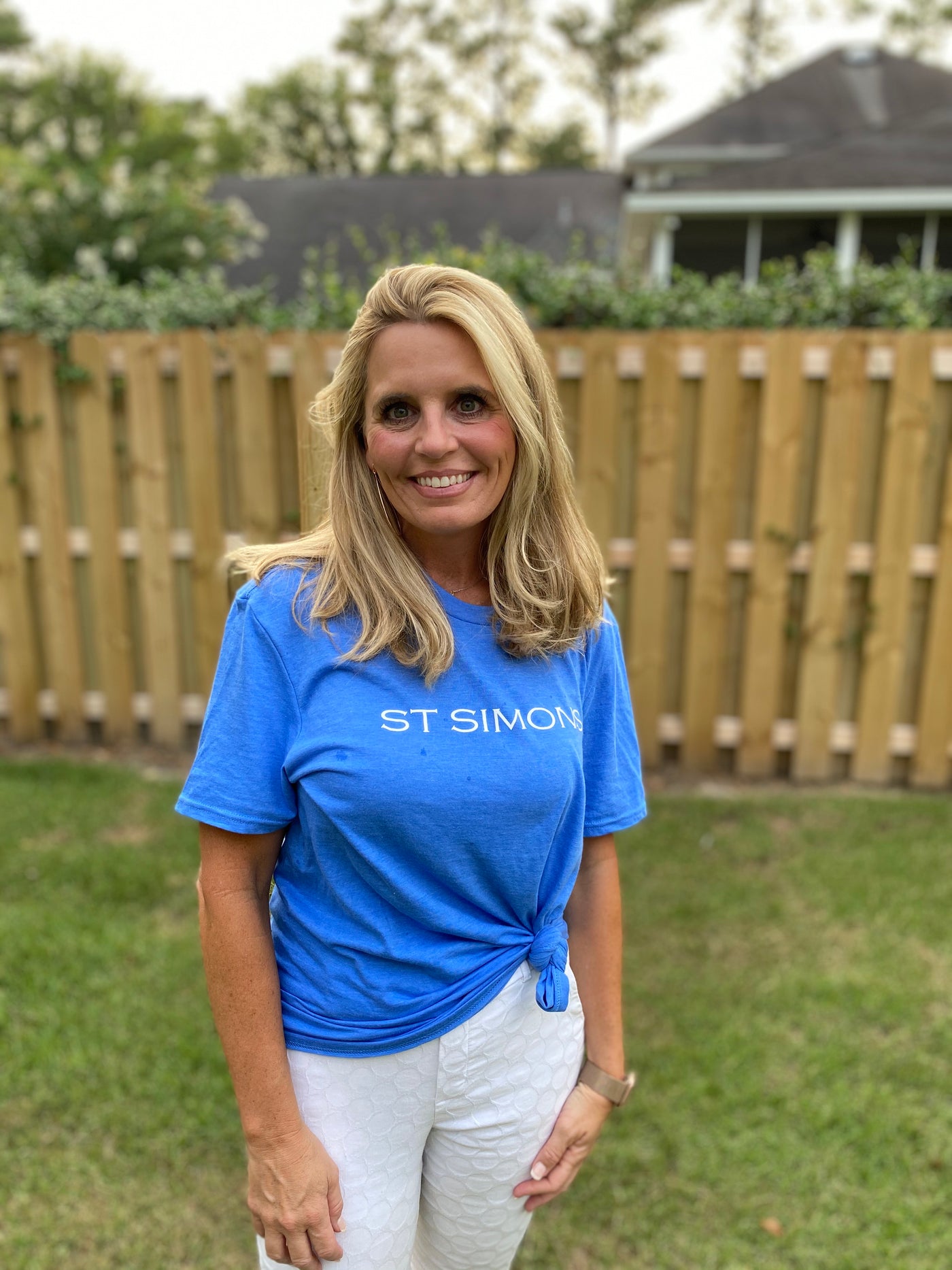 Royal Blue St. Simons Island Tee — White Crab Back Print