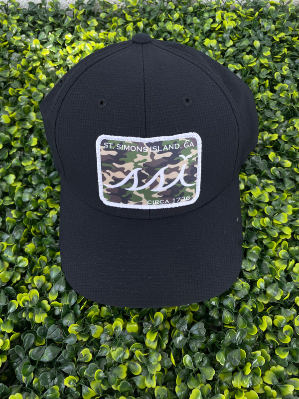 Black FlexFit Hat /Camo Patch/ Adjustable