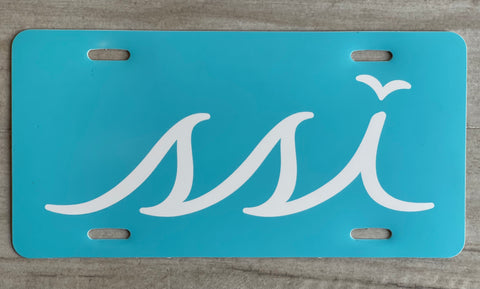 Teal with white License plate Car Tag