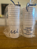16oz Stadium Cups White with Navy Boating Problem 10 Pack