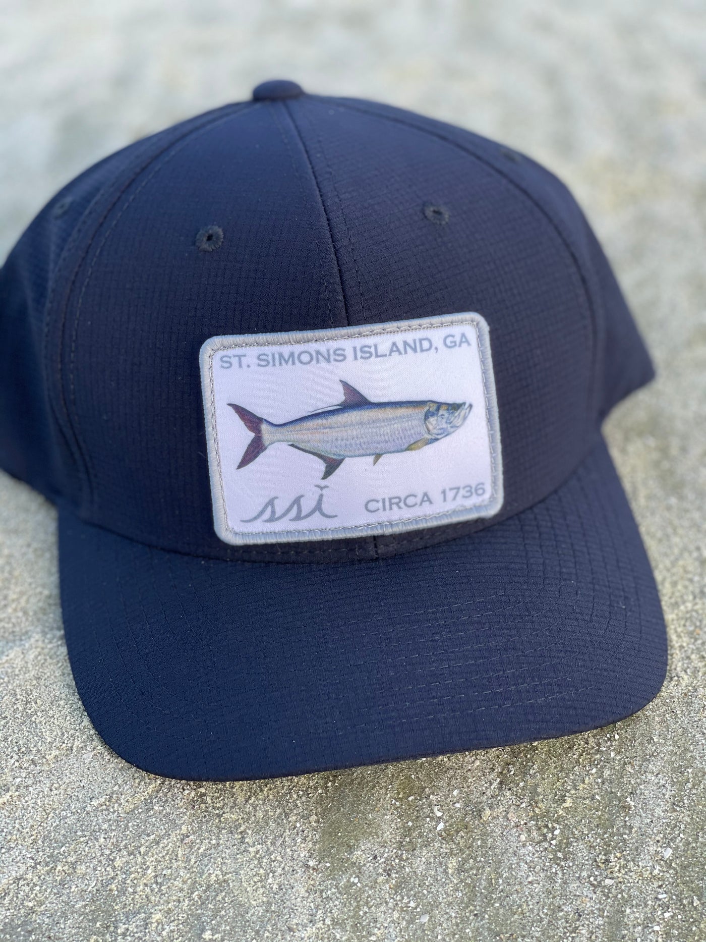 Black FlexFit Hat /Grey & White Tarpon Patch/ Adjustable