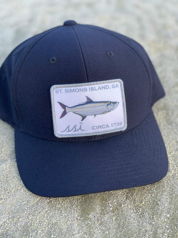 Black FlexFit Hat /Grey & White Tarpon Patch/ Adjustable