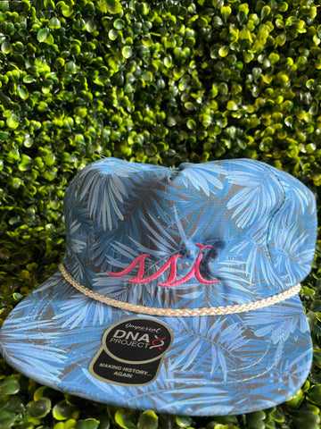 Blue Palm Rope Hat - Pink Logo Imperial