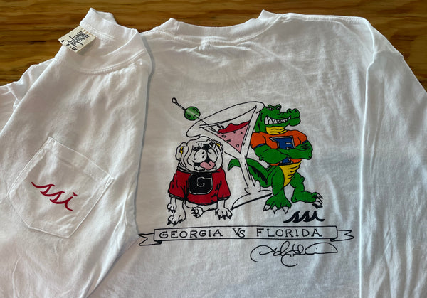 Long Sleeve White Comfort Colors - GA/FL Cocktail Party Pocket T