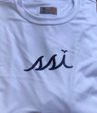 Adult Rash Guard / Sun Shirts White with Blue Logo