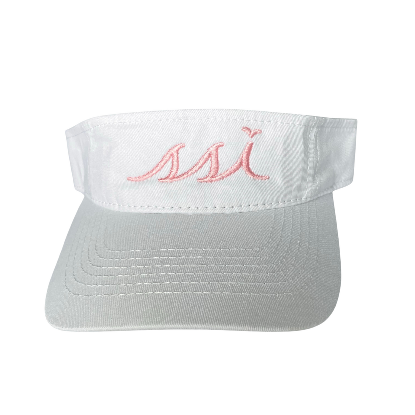 Kids White Visor with Pink Logo- outdoor cap