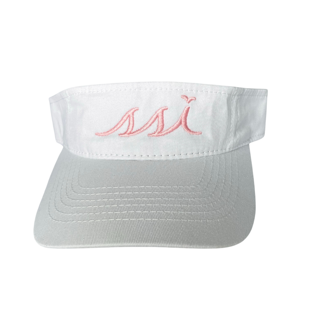Kids White Visor with Pink Logo- outdoor cap