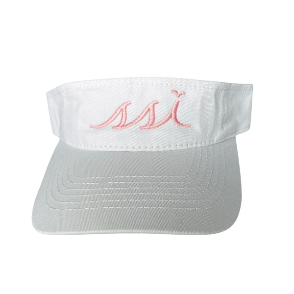 Kids White Visor with Pink Logo- outdoor cap