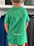 Kids T Shirt - District - Green T-Shirt / State outline white logo