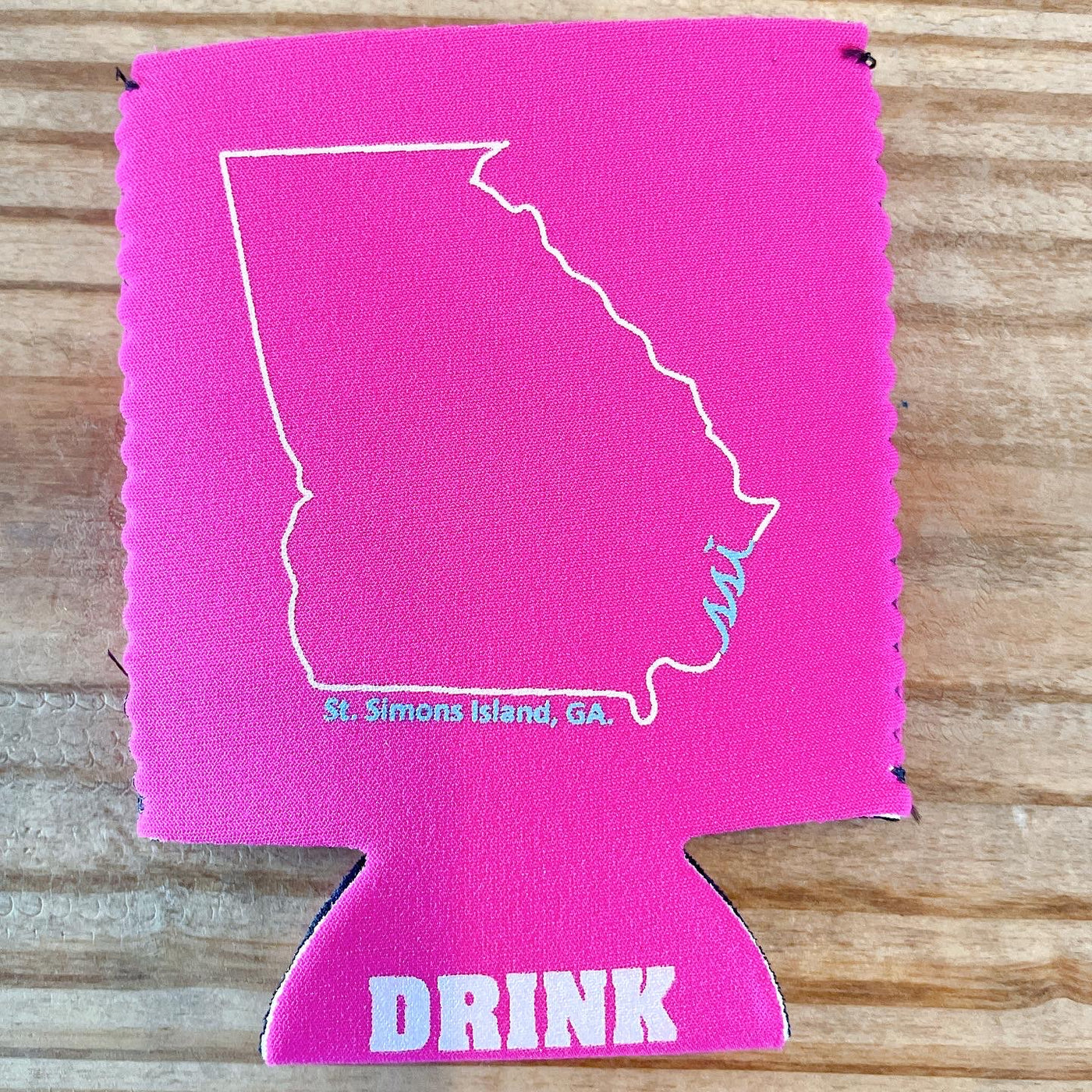 Koozie - State Outline Pink / Light Blue Logo