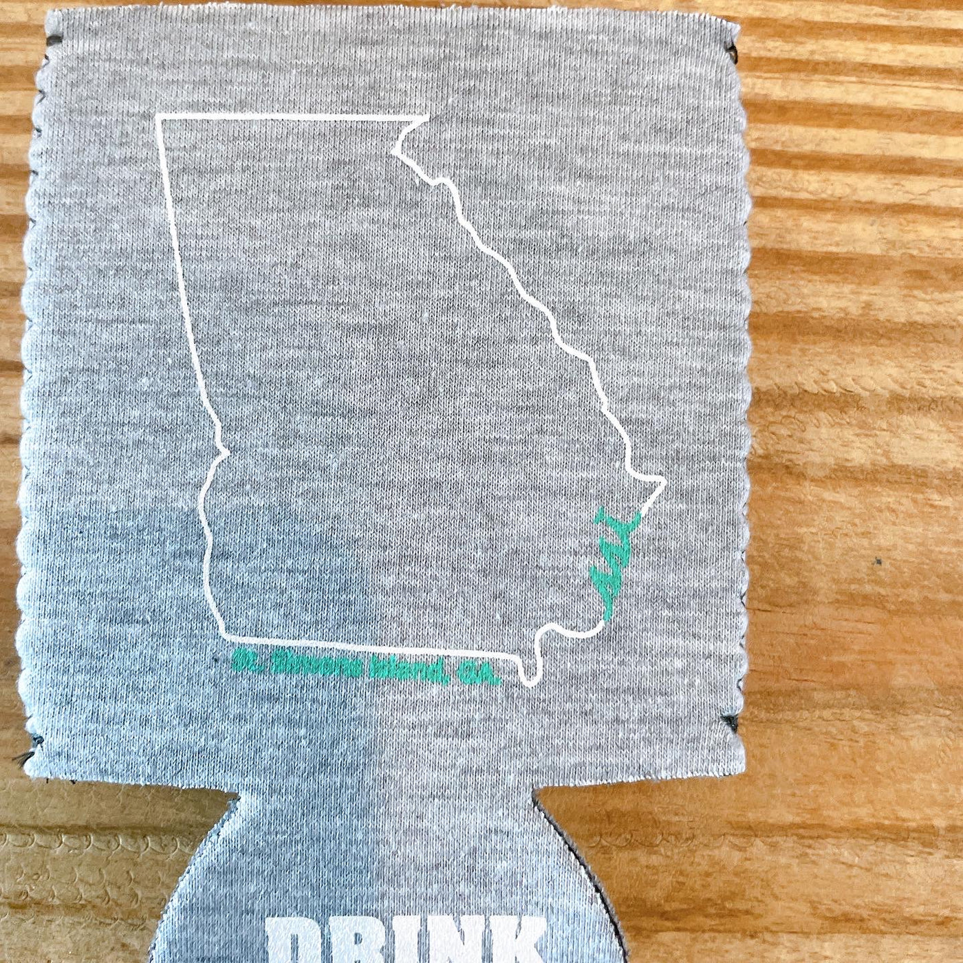 Koozie- State Outline Grey / Seafoam logo