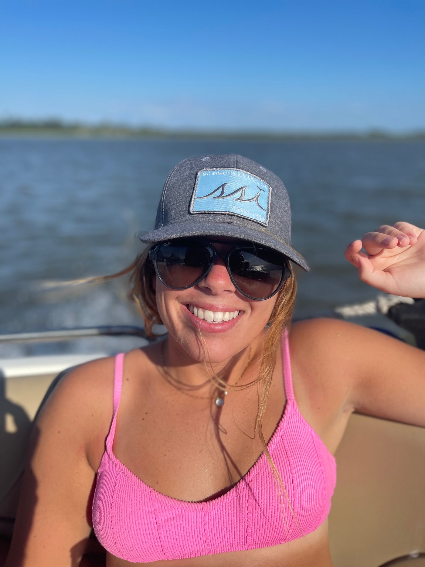 Heathered Gray FlexFit Hat /Light Blue Patch /Gray logo & Border/ Adjustable