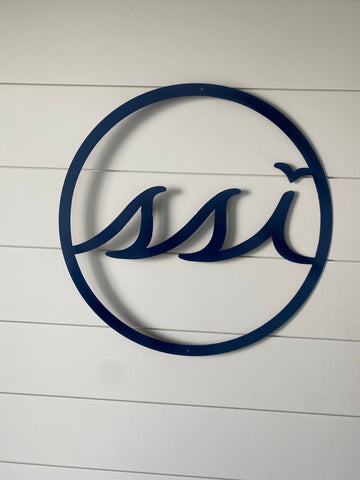18” Navy Round Metal Logo Sign