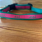 Dog Collar - Pink and Green Adjustable