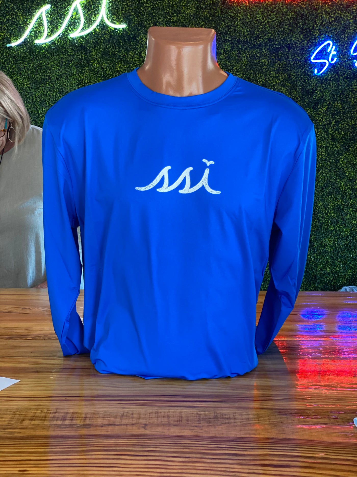 Kids SPF 50 Royal Blue w/ White Logo Rash Guard / Sun Shirt, Long Sleeve