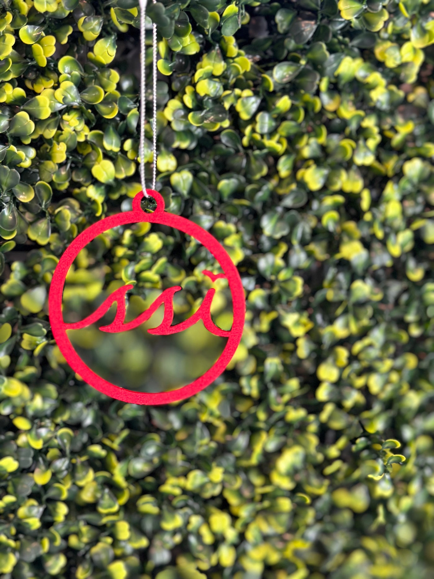 SSI Logo Christmas Ornament —Red Metal Cutout