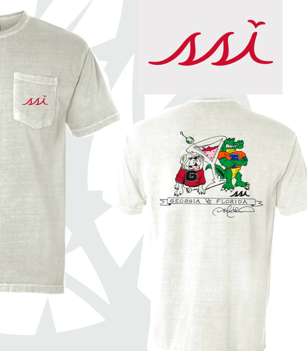 Short Sleeve White Comfort Colors - GA/FL Cocktail Party Pocket T