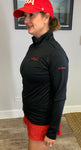 Ladies 1/4 Zip Pullover Black with Red Football team logo
