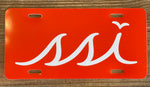 Orange with white License plate Car Tag