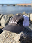 Charcoal Gray Outdoor Hat / White Logo / White Mesh Back / Adjustable