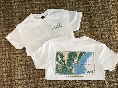 Kids T Shirt- white with Nautical Chart Map