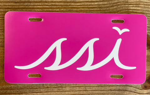Pink with White License plate Car Tag